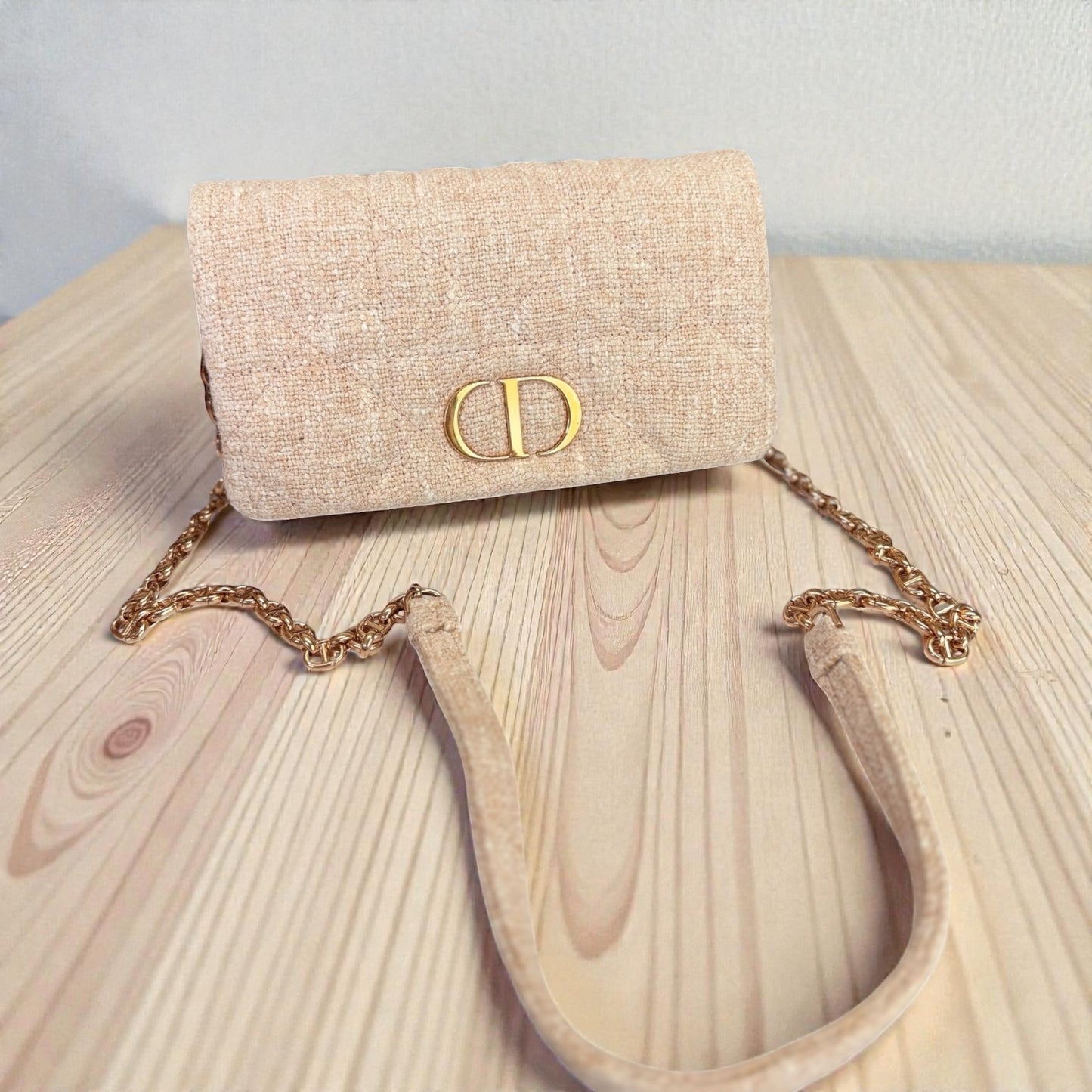 Christian Dior Linen Macrocannage Caro Bag Rose
