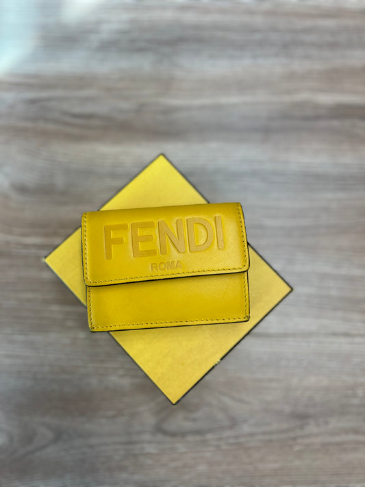 FENDI Roma Yellow Leather Compact Wallet