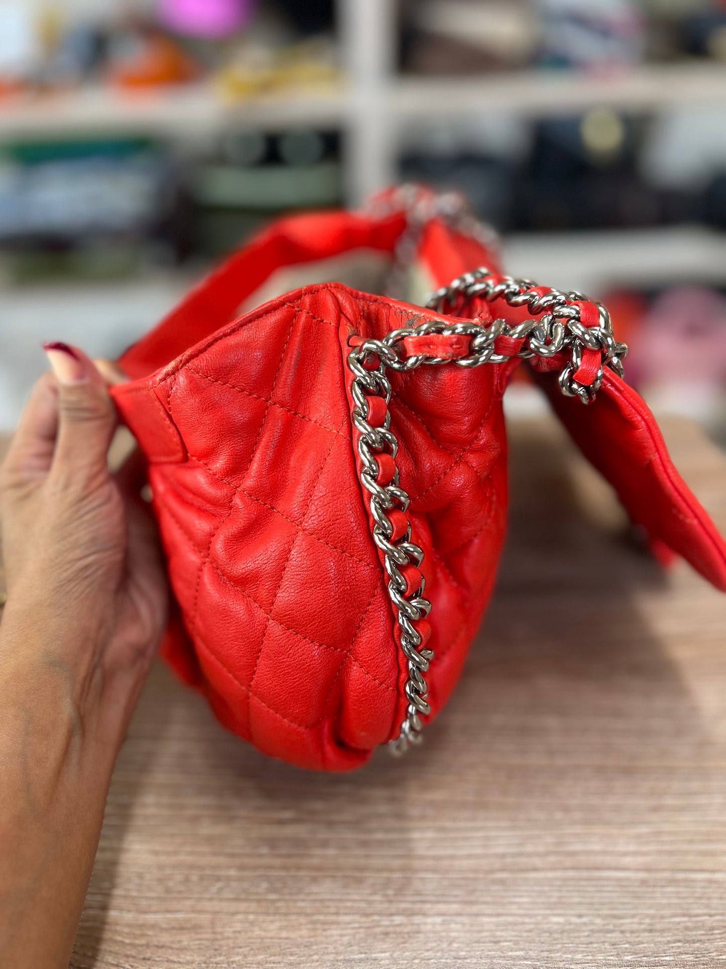 CHANEL Chain Around Flap Bag Quilted Leather Medium