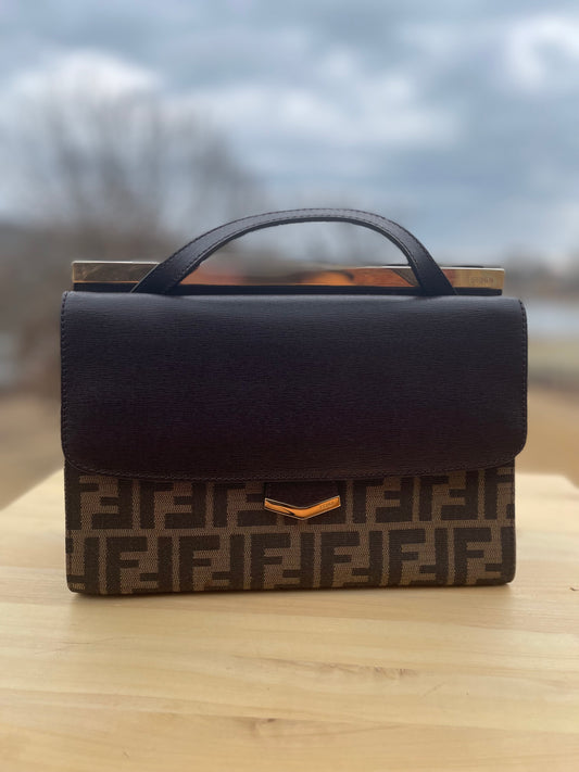 Fendi Tobacco Zucca Canvas and Leather Demi Jour Shoulder Bag