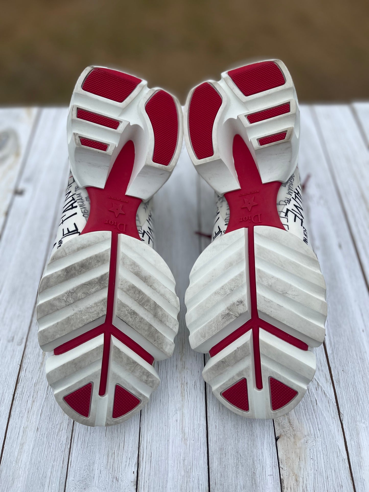 CHRISTIAN DIOR 
Neoprene Rubber Dioramour Womens D-Connect Sneakers 39 mWhite Red