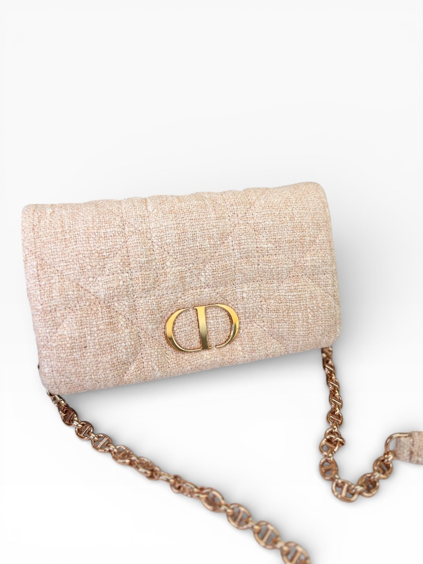 Christian Dior Linen Macrocannage Caro Bag Rose