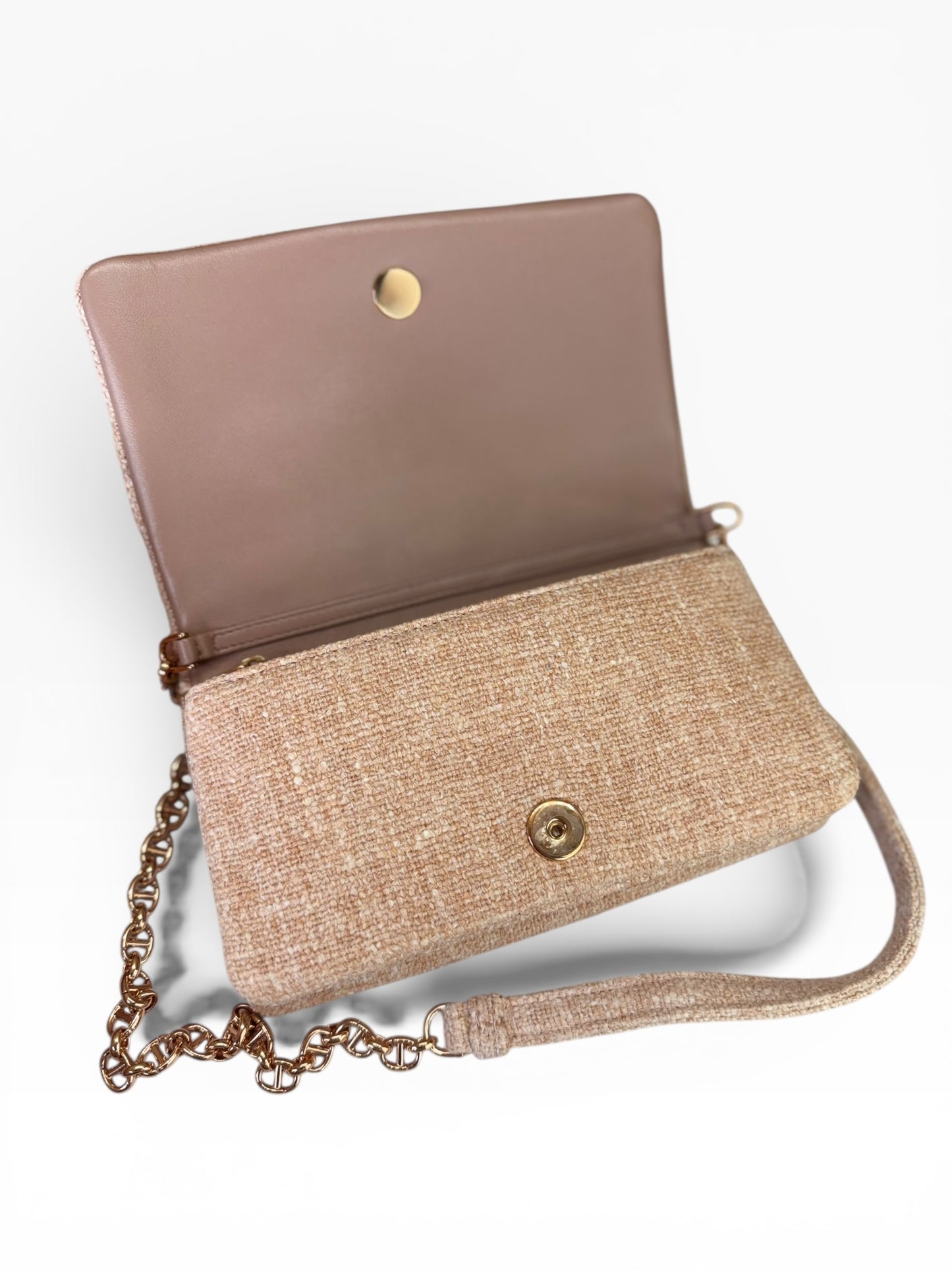 Christian Dior Linen Macrocannage Caro Bag Rose