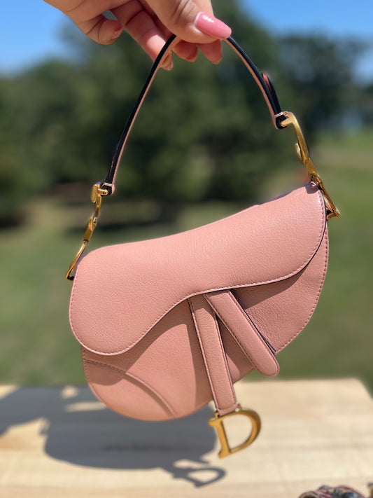 CHRISTIAN DIOR 
Calfskin Mini Saddle Bag and Dior Oblique Strap