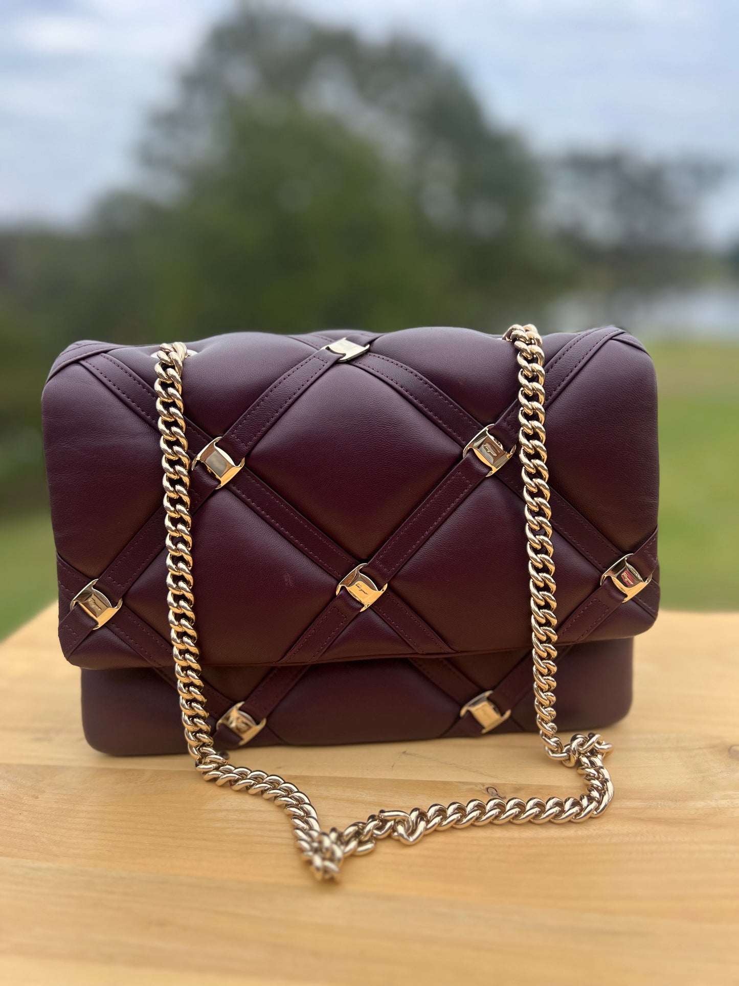 Salvatore Ferragamo
Vara Soft Studs Flap Bag Quilted Leather Small