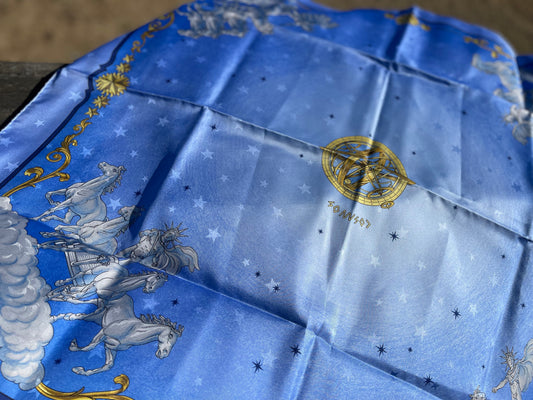 HERMÉS Blue 90 Silk Scarf 90 ‘COSMOS