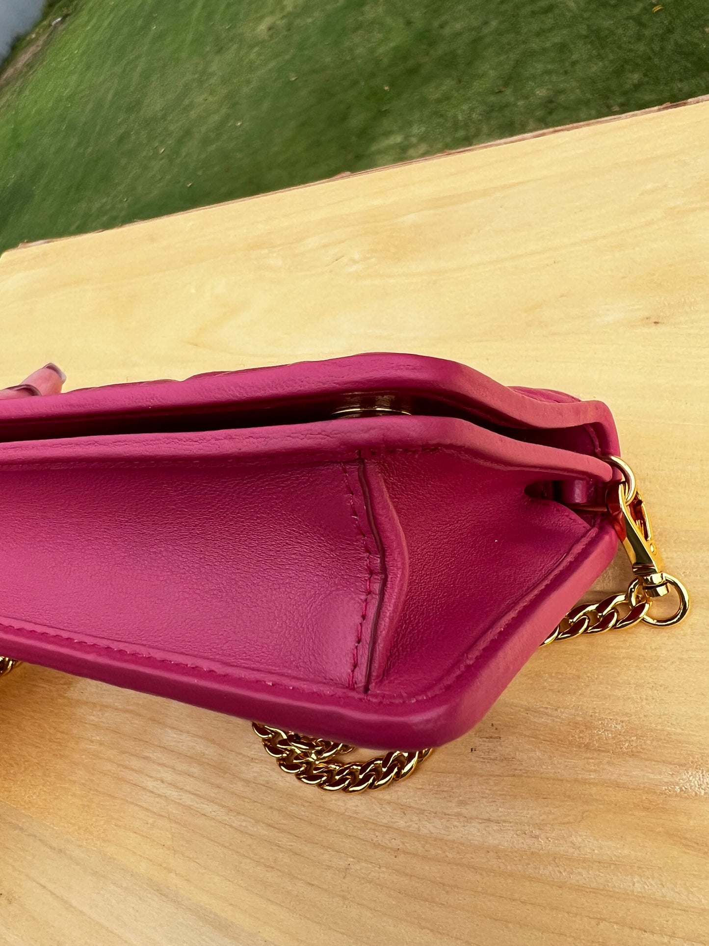 MIU MIU Matelassé Pink Leather Chain Wallet WOC