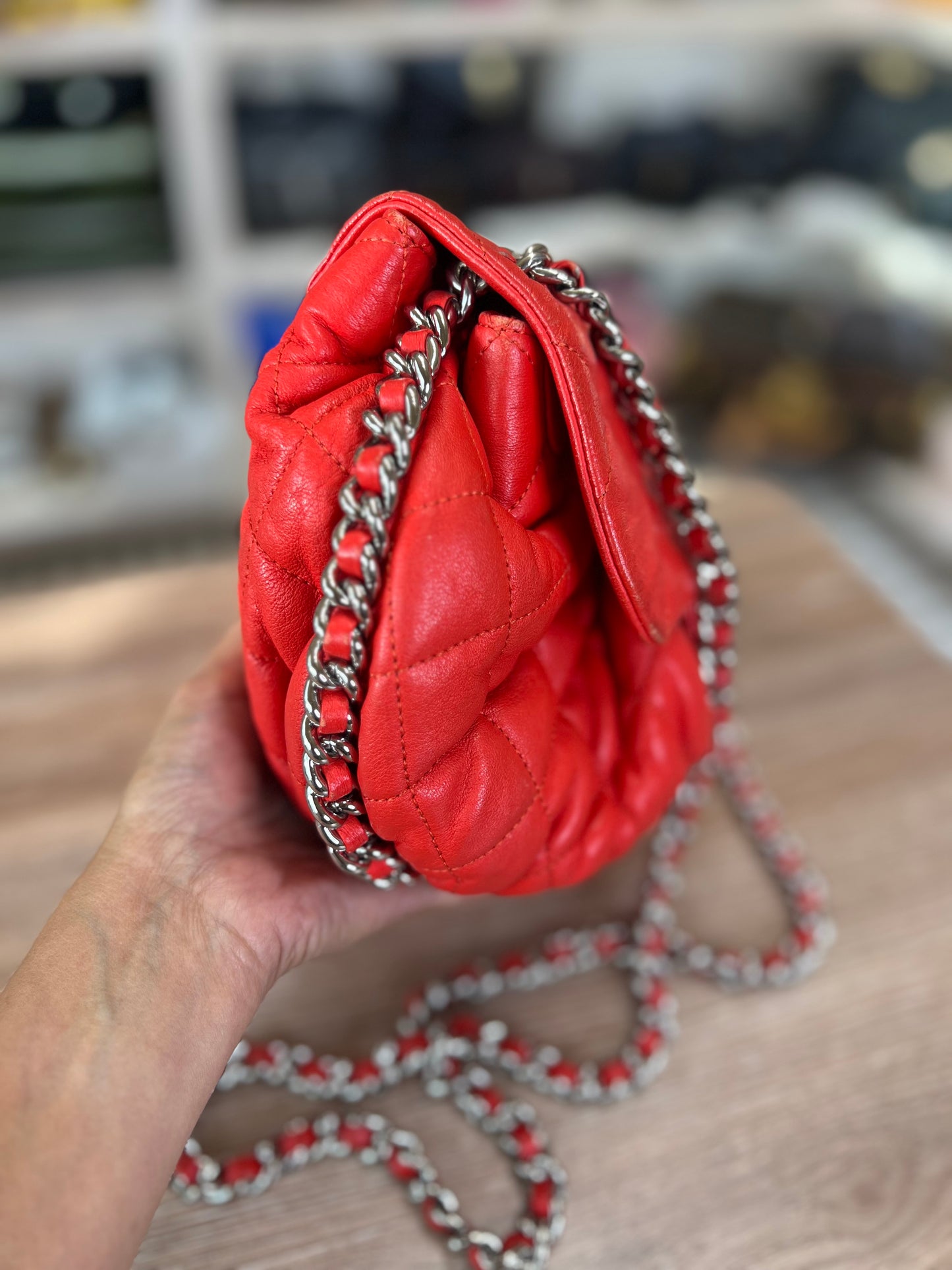 CHANEL Chain Around Flap Bag Quilted Leather Medium