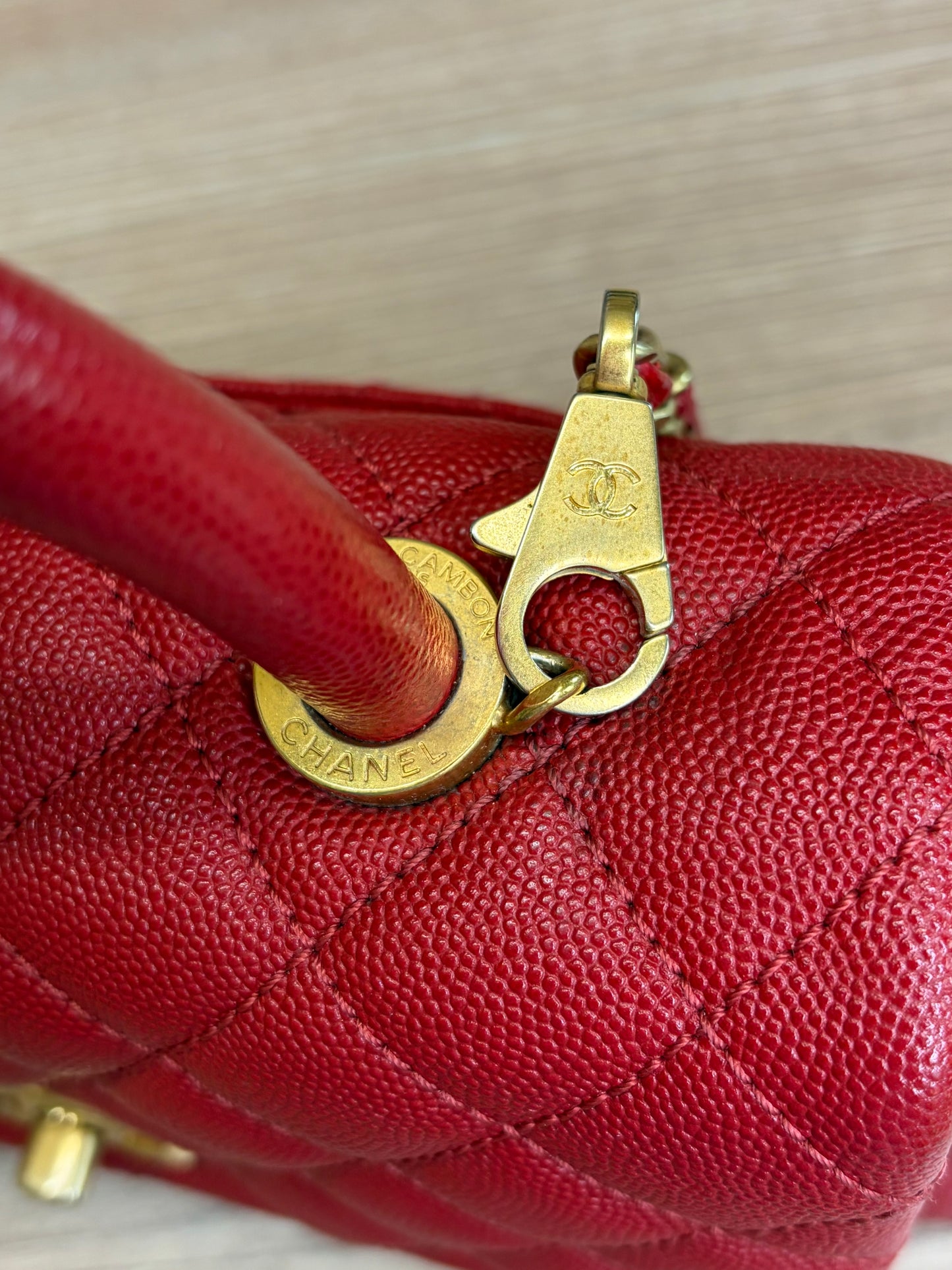 Chanel Caviar Quilted Mini Coco Handle Flap Red