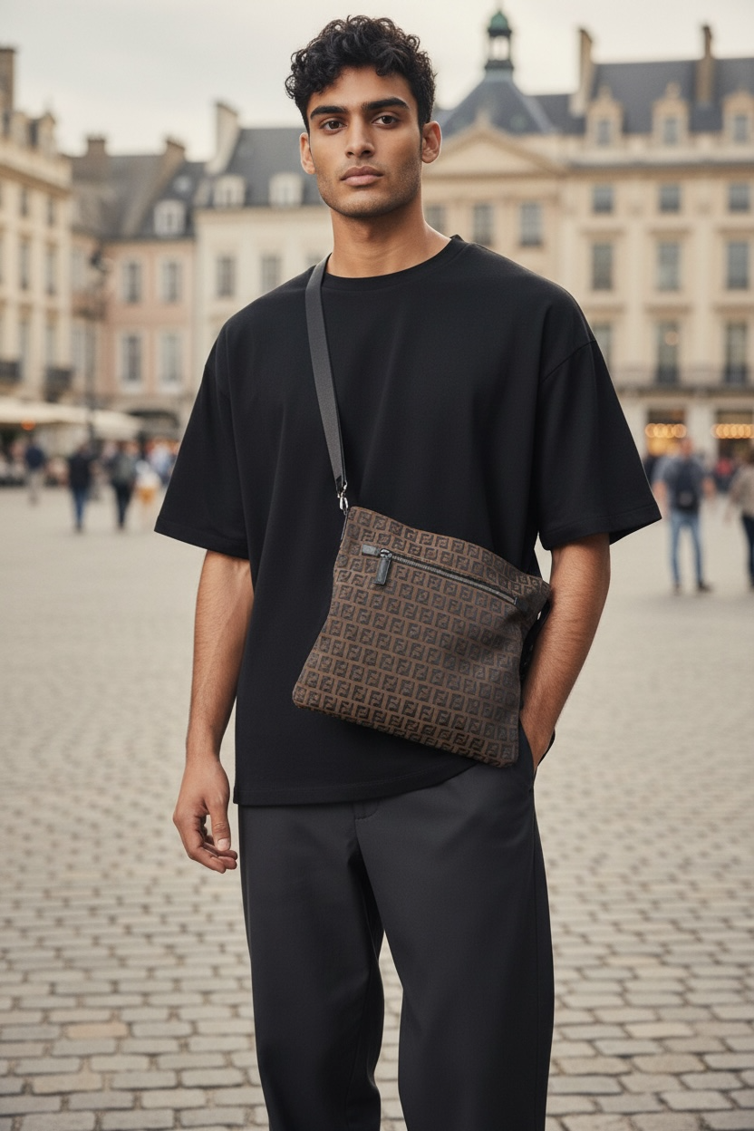 Fendi
FF Front Zip Flat Zucca Large Canvas Bag