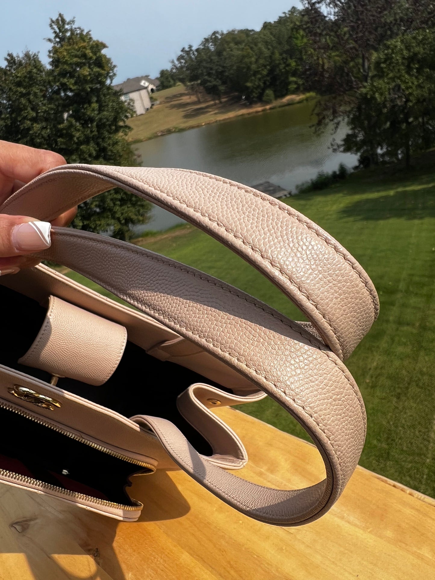 CHANEL Business Affinity Tote Bag in Beige Caviar Leather